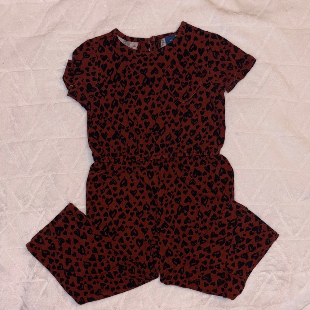 Heart Patterned Kids Jumpsuit